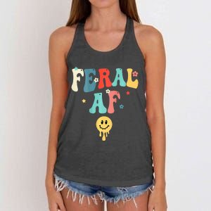 Feral Af (On Back) Funny Women's Knotted Racerback Tank