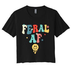 Feral Af (On Back) Funny Women's Crop Top Tee