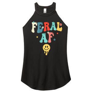 Feral Af (On Back) Funny Women's Perfect Tri Rocker Tank