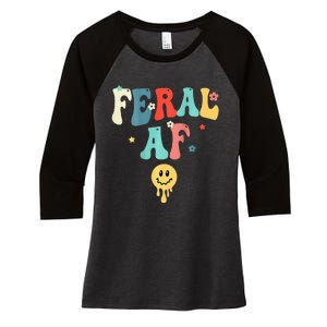 Feral Af (On Back) Funny Women's Tri-Blend 3/4-Sleeve Raglan Shirt