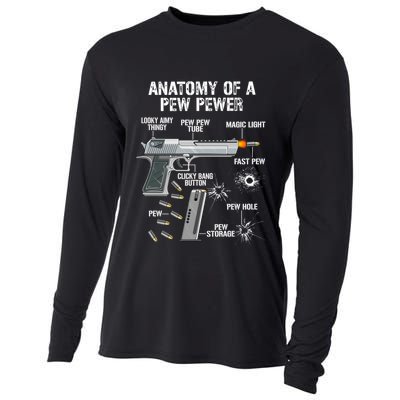 Funny Anatomy Of A Pew Pewer Gift Ammo Gun Gift Adt Saying Gift Cooling Performance Long Sleeve Crew