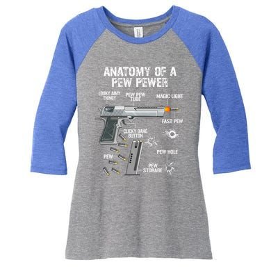 Funny Anatomy Of A Pew Pewer Gift Ammo Gun Gift Adt Saying Gift Women's Tri-Blend 3/4-Sleeve Raglan Shirt