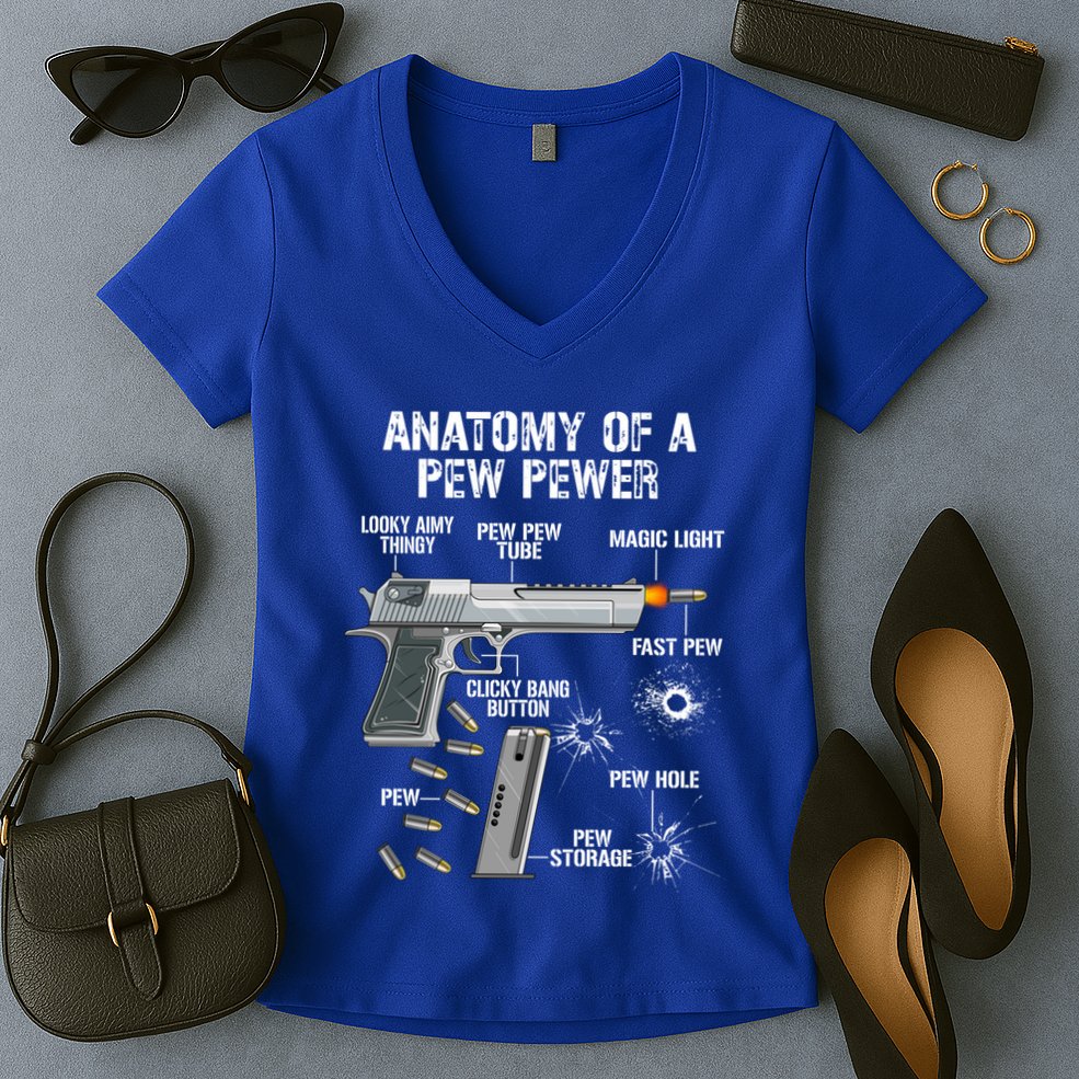 Funny Anatomy Of A Pew Pewer Gift Ammo Gun Gift Adt Saying Gift Women's V-Neck T-Shirt