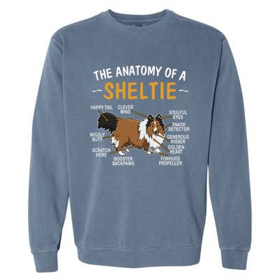 Funny Anatomy Of A Sheltie For Dog Lovers Gift Garment-Dyed Sweatshirt