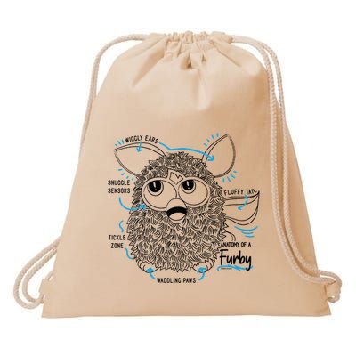 Furby Anatomy Of A Furby Retro Textbook Diagram Drawstring Bag