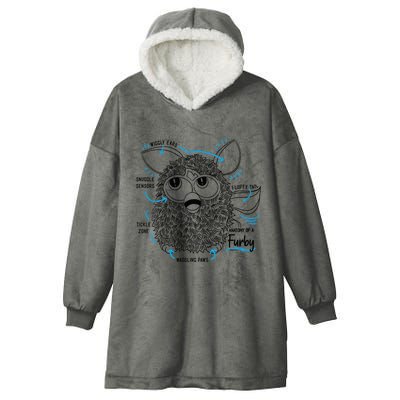 Furby Anatomy Of A Furby Retro Textbook Diagram Hooded Wearable Blanket