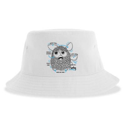 Furby Anatomy Of A Furby Retro Textbook Diagram Sustainable Bucket Hat