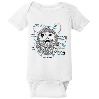 Furby Anatomy Of A Furby Retro Textbook Diagram Baby Bodysuit