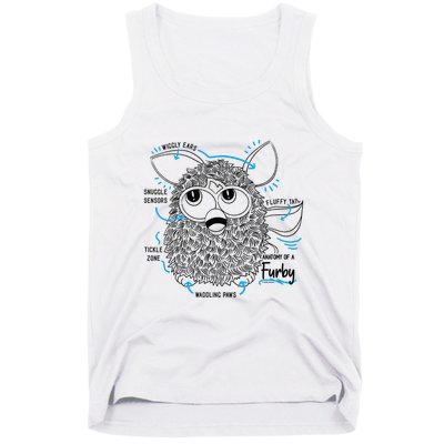 Furby Anatomy Of A Furby Retro Textbook Diagram Tank Top