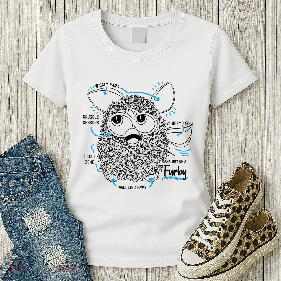 Furby Anatomy Of A Furby Retro Textbook Diagram Womens T-Shirt