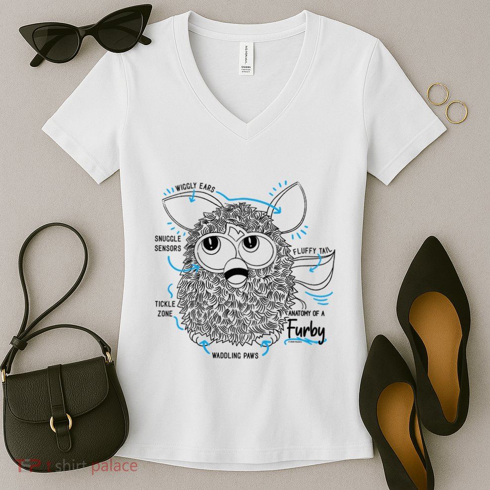 Furby Anatomy Of A Furby Retro Textbook Diagram Women's V-Neck T-Shirt