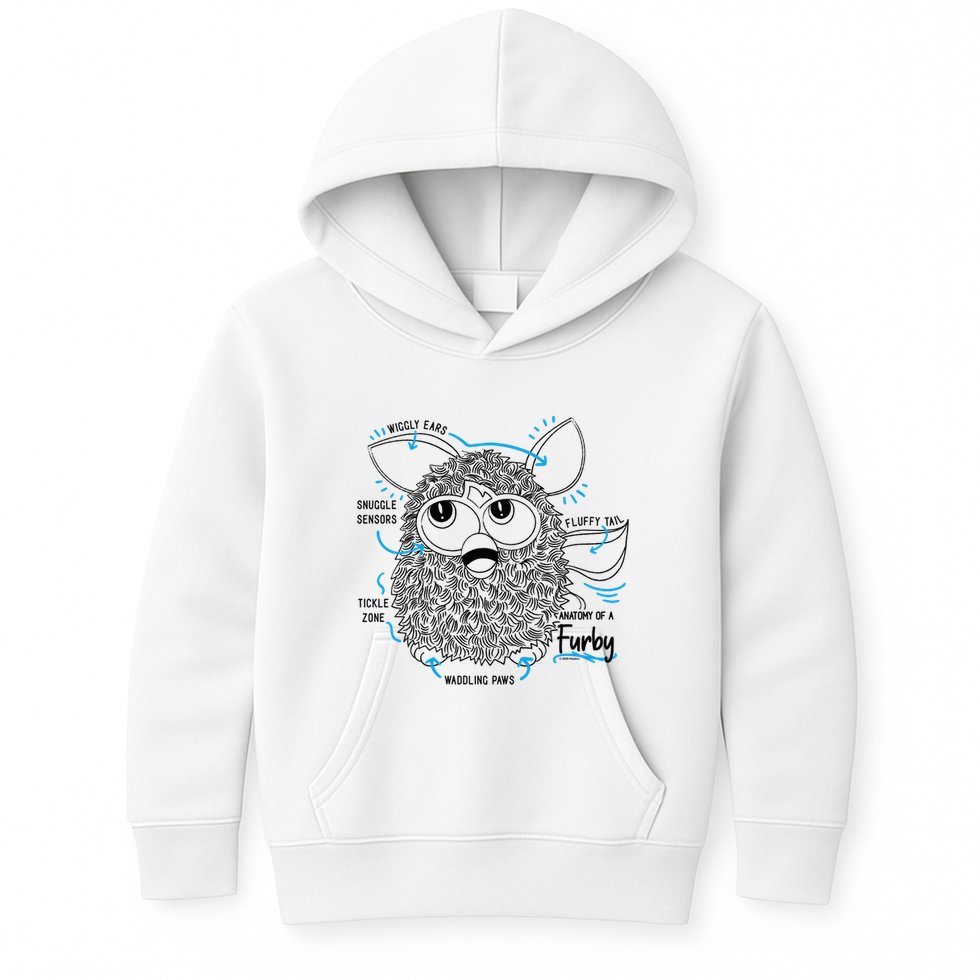 Furby Anatomy Of A Furby Retro Textbook Diagram Kids Hoodie