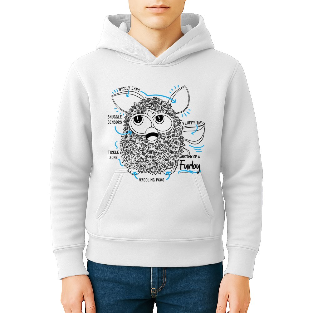 Furby Anatomy Of A Furby Retro Textbook Diagram Kids Hoodie