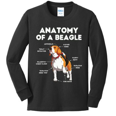 Funny Anatomy Of A Beagle Kids Long Sleeve Shirt