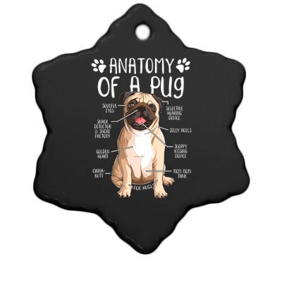 Funny Anatomy Pug Dog Pug Lover Ceramic Star Ornament