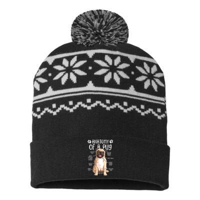 Funny Anatomy Pug Dog Pug Lover USA-Made Snowflake Beanie