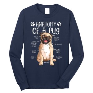 Funny Anatomy Pug Dog Pug Lover Long Sleeve Shirt