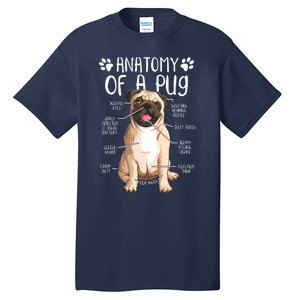 Funny Anatomy Pug Dog Pug Lover Tall T-Shirt