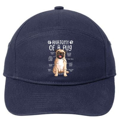 Funny Anatomy Pug Dog Pug Lover 7-Panel Snapback Hat