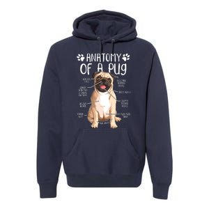 Funny Anatomy Pug Dog Pug Lover Premium Hoodie