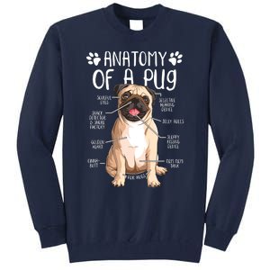 Funny Anatomy Pug Dog Pug Lover Tall Sweatshirt