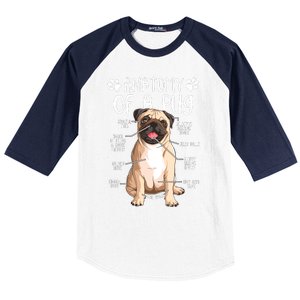 Funny Anatomy Pug Dog Pug Lover Baseball Sleeve Shirt