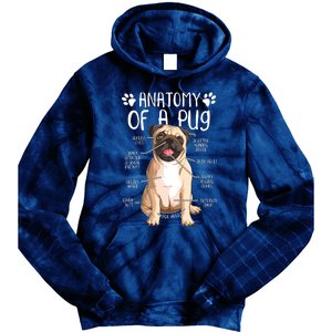 Funny Anatomy Pug Dog Pug Lover Tie Dye Hoodie