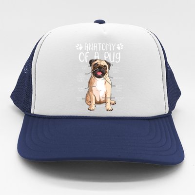 Funny Anatomy Pug Dog Pug Lover Trucker Hat