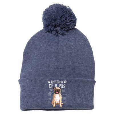 Funny Anatomy Pug Dog Pug Lover Pom Pom 12in Knit Beanie