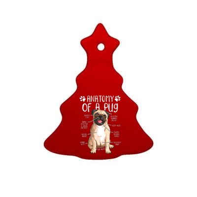 Funny Anatomy Pug Dog Pug Lover Ceramic Tree Ornament