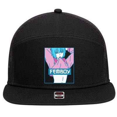 Femboy Aesthetic Pastel Yaoi Anime Boy Crossdressing 7 Panel Mesh Trucker Snapback Hat