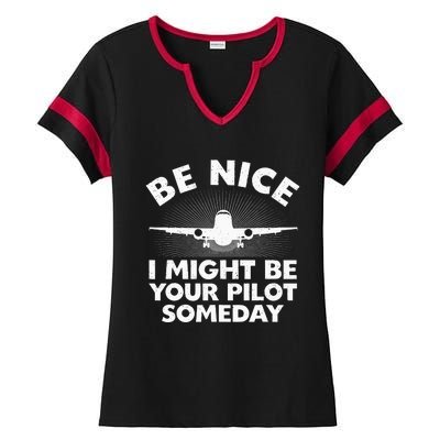 Funny Airline Pilot Art For Men Women Aviation Future Pilot Ladies Halftime Notch Neck Tee