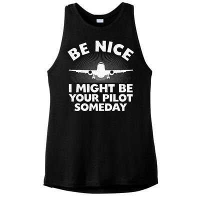 Funny Airline Pilot Art For Men Women Aviation Future Pilot Ladies PosiCharge Tri-Blend Wicking Tank