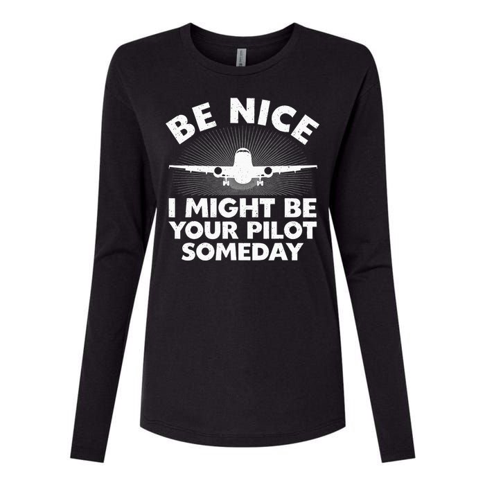 Funny Airline Pilot Art For Men Women Aviation Future Pilot Womens Cotton Relaxed Long Sleeve T-Shirt