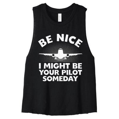 Funny Airline Pilot Art For Men Women Aviation Future Pilot Women's Racerback Cropped Tank