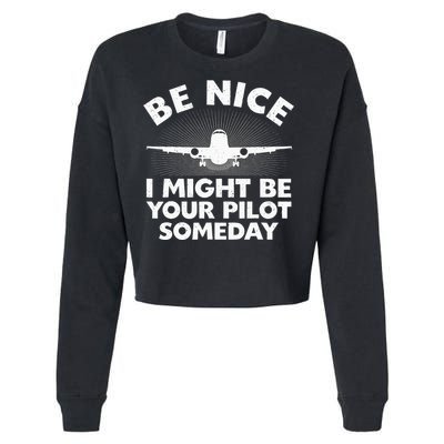 Funny Airline Pilot Art For Men Women Aviation Future Pilot Cropped Pullover Crew