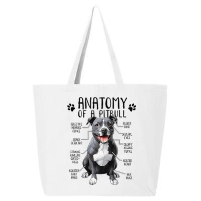 Funny Anatomy Pitbull Dog Cute Pittie Lover Pit Bull Owner 25L Jumbo Tote