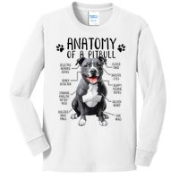 Funny Anatomy Pitbull Dog Cute Pittie Lover Pit Bull Owner Kids Long Sleeve Shirt