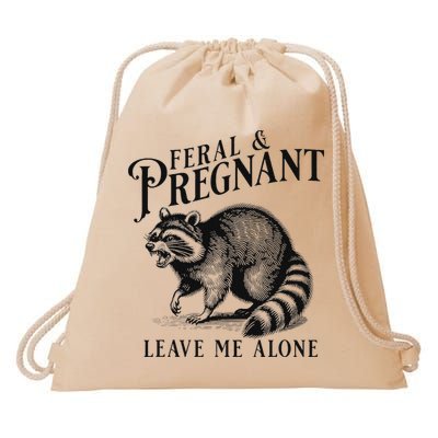 Feral And Pregnant Racoon Drawstring Bag