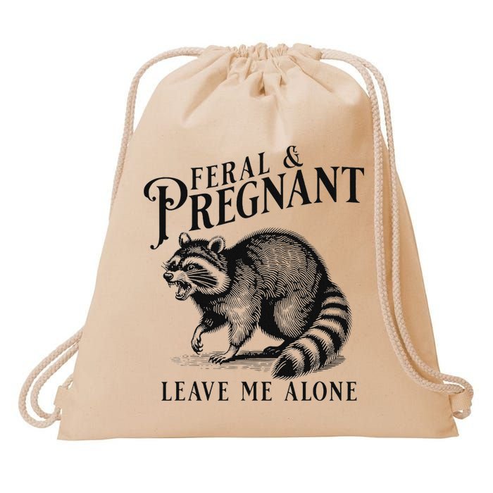 Feral And Pregnant Racoon Drawstring Bag