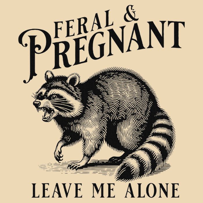 Feral And Pregnant Racoon Drawstring Bag