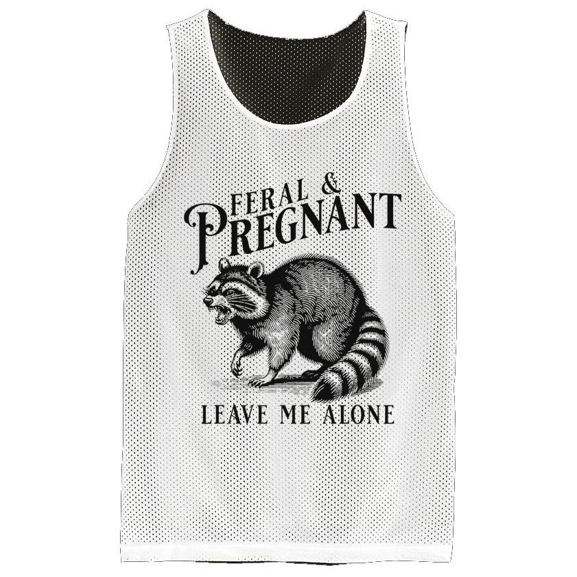 Feral And Pregnant Racoon Mesh Reversible Basketball Jersey Tank