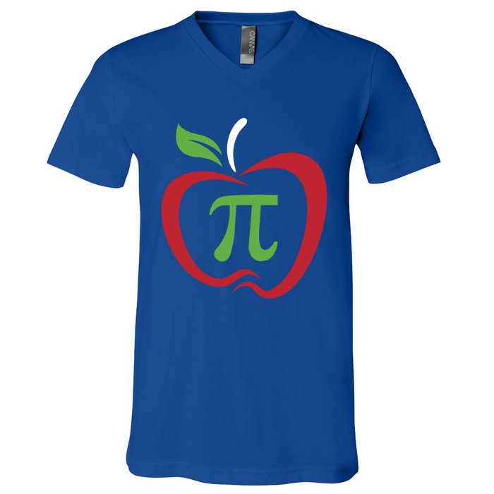 Funny Apple Pi Math Teacher Design Gift Apple Pie Food Pun Gift V-Neck T-Shirt