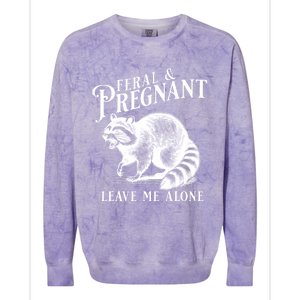 Feral And Pregnant Leave Me Alone Funny Pregnancy Humor Colorblast Crewneck Sweatshirt