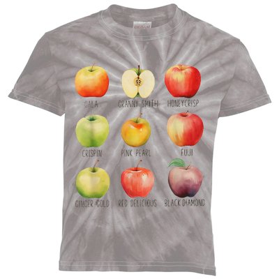 Fall Apple Picking Apple Orchard Boho Farm Fesh Kids Tie-Dye T-Shirt