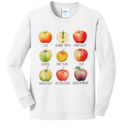 Fall Apple Picking Apple Orchard Boho Farm Fesh Kids Long Sleeve Shirt