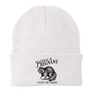 Feral And Pregnant Leave Me Alone Funny Pregnancy Humor Knit Cap Winter Beanie