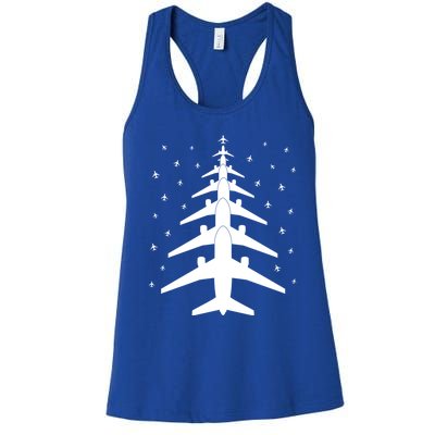 Funny Airplane Pilot Christmas Tree For Flying Aviatior Gift Women's Racerback Tank