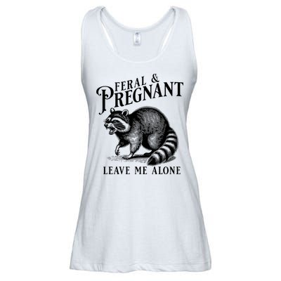 Feral And Pregnant Leave Me Alone Funny Pregnancy Humor Ladies Essential Flowy Tank