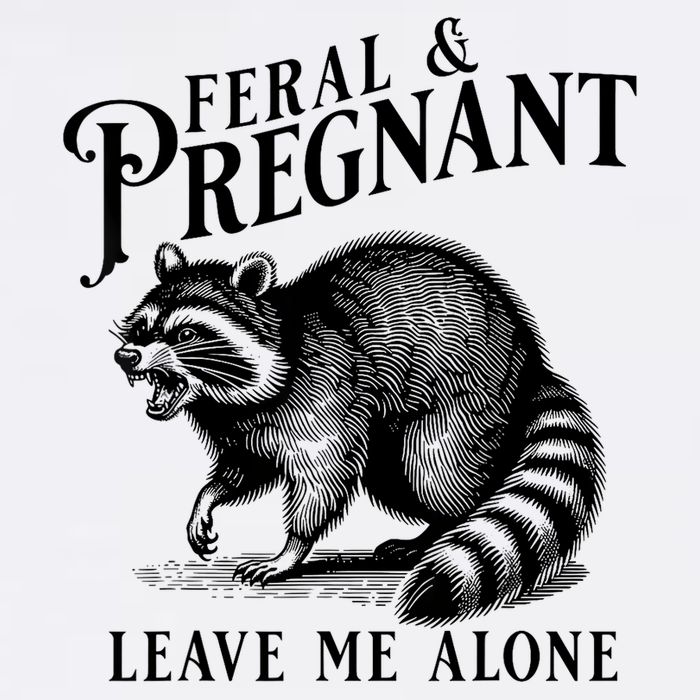 Feral And Pregnant Leave Me Alone Funny Pregnancy Humor Premium T-Shirt